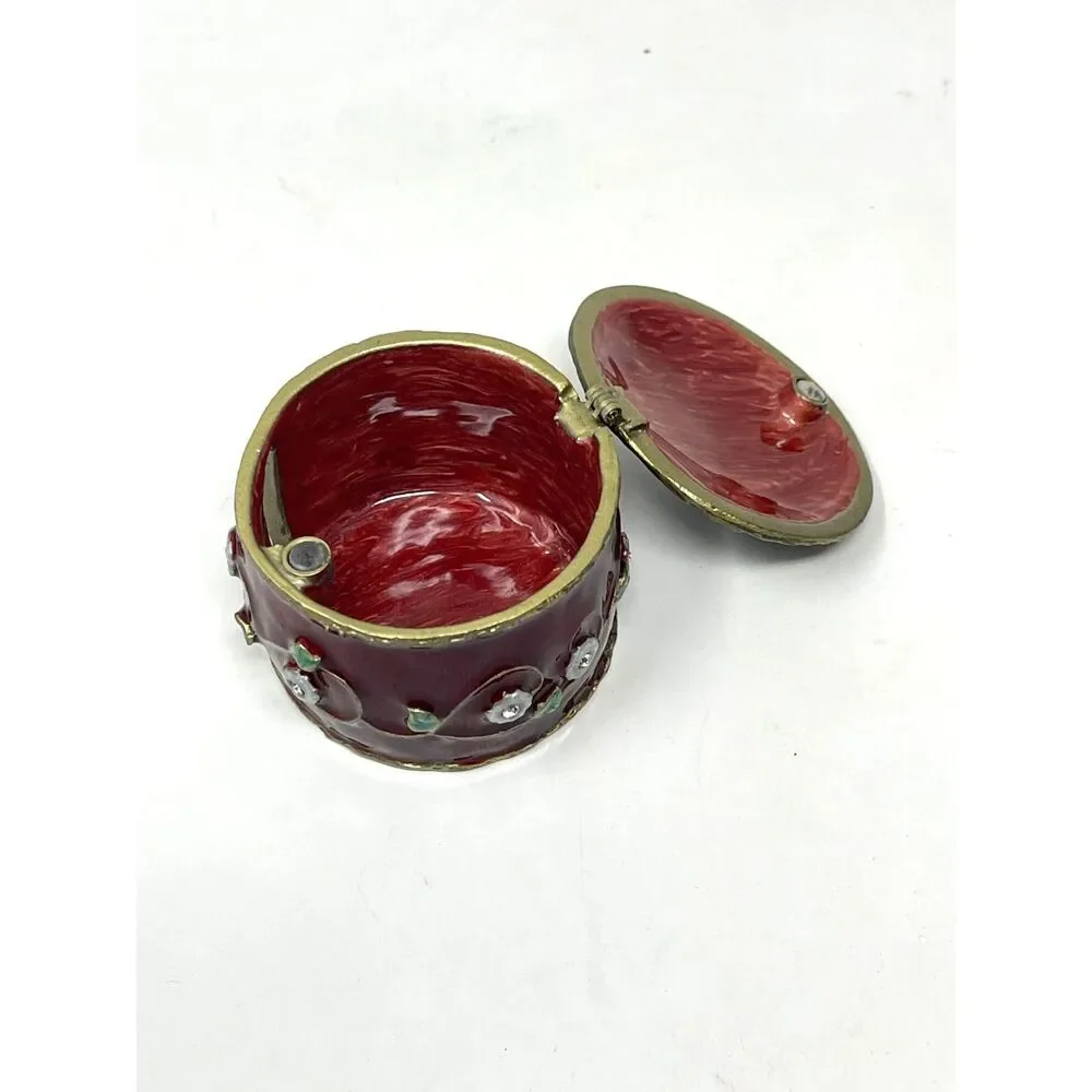 Vintage Iris Floral Arts Hinged Trinket Box ~ Hinged ~ Holds Roll of Stamps